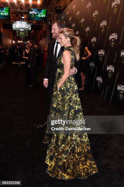 Driver Dale Earnhardt Jr. And his wife Amy attend the Monster Energy NASCAR Cup Series awards at Wynn Las Vegas on November 30, 2017 in Las Vegas,...