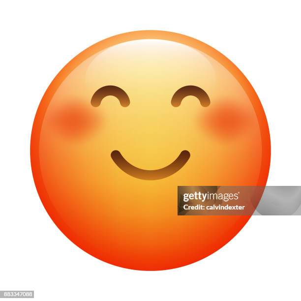 realistic emoji - flushed cheeks stock illustrations
