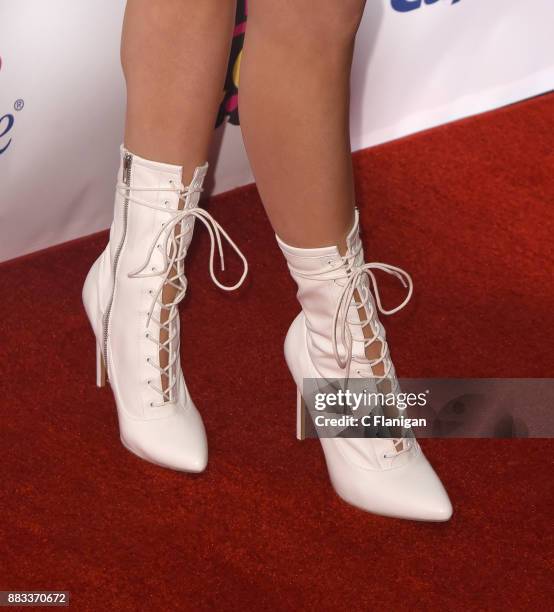 Hailee Steinfeld, shoe detail, attends the 2017 WiLD 94.9 FM iHeartRadio Jingle Ball at SAP Center on November 30, 2017 in San Jose, California.