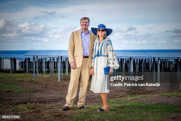 King Willem-Alexander of The Netherlands and Queen Maxima of The Netherlands visit Solar Park and the reconstruction of houses on November 30, 2017...