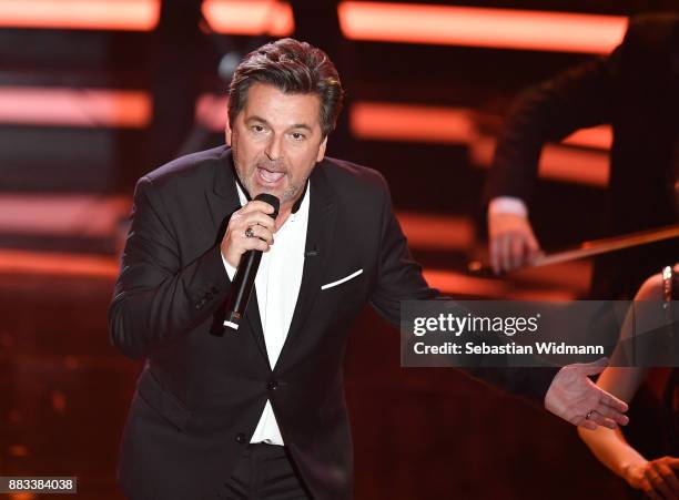 Thomas Anders performs at the tv show 'Heiligabend mit Carmen Nebel' on November 29, 2017 in Munich, Germany. The show will be aired on December 24,...