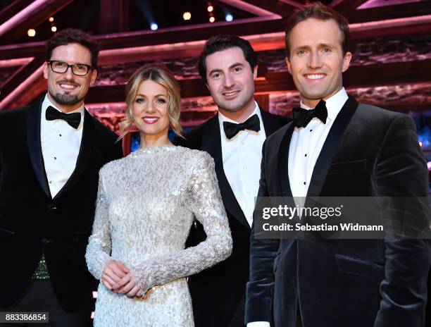 Ella Endlich and the band Blake pose at the tv show 'Heiligabend mit Carmen Nebel' on November 29, 2017 in Munich, Germany. The show will be aired on...