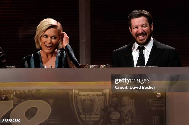 Monster Energy NASCAR Cup Series Champion Martin Truex Jr. And Sherry Pollex attend the Monster Energy NASCAR Cup Series awards at Wynn Las Vegas on...