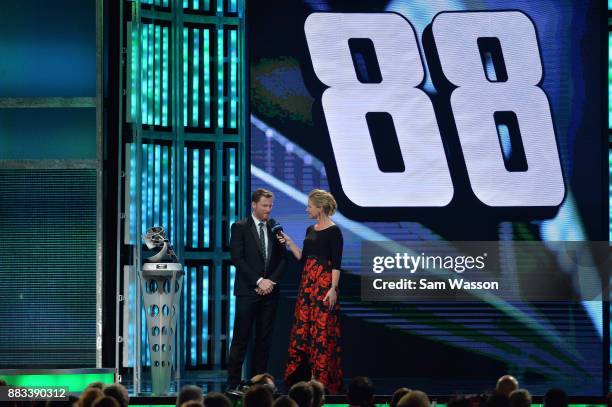 Driver Dale Earnhardt Jr. Attends the Monster Energy NASCAR Cup Series awards at Wynn Las Vegas on November 30, 2017 in Las Vegas, Nevada.