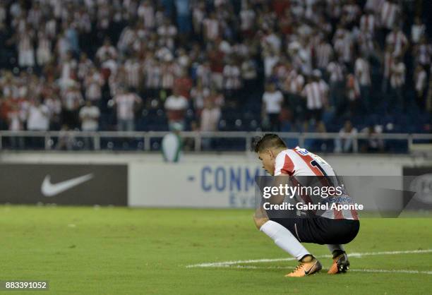 Jorge Arias of Junior looks dejected after a second leg match between Junior and Flamengo as part of the Copa CONMEBOL Sudamericana 2017 Semifinals...