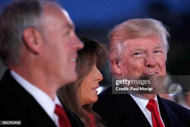 Secretary of the Interior Ryan Zinke, First Lady Melania Trump and U.S. President Donald Trump attend the 95th Annual National Christmas Tree...