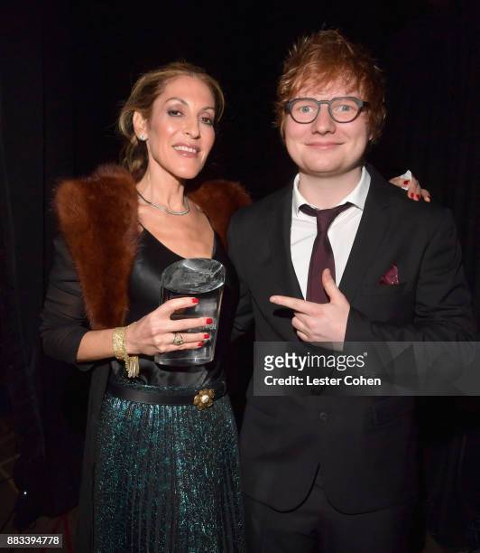 Honoree Julie Greenwald , recipient of the Executive of the Year Award, and Ed Sheeran attend Billboard Women In Music 2017 at The Ray Dolby Ballroom...