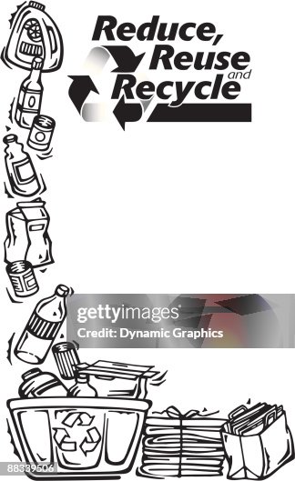 Border Heading Lshaped Reduce Reuse And Recycle Recyclables Grayscale ...