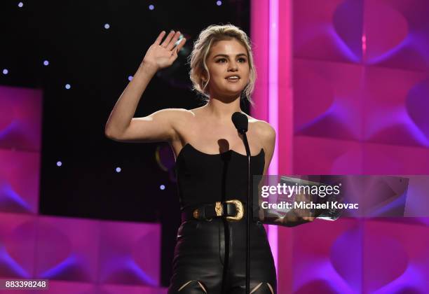 Honoree Selena Gomez Accepts the Woman of the Year Award onstage at Billboard Women In Music 2017 at The Ray Dolby Ballroom at Hollywood & Highland...