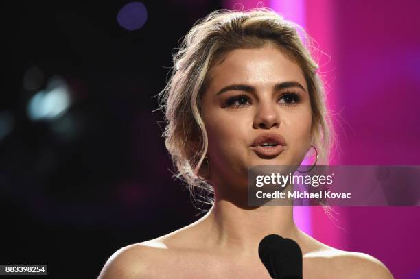 Honoree Selena Gomez Accepts the Woman of the Year Award onstage at Billboard Women In Music 2017 at The Ray Dolby Ballroom at Hollywood & Highland...