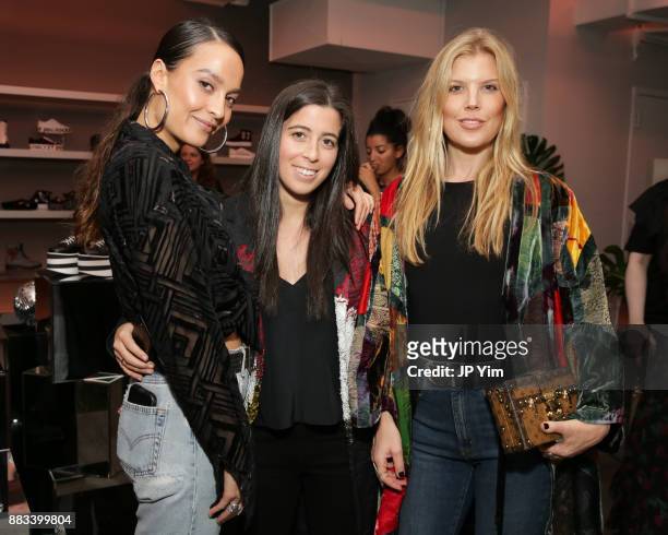 Chloe Bartoli, Cookie Chera and Kim Cayre attend Chloe Bartoli's RD x California Girls Spring '18 Rocket Dog Collection on November 30, 2017 in New...