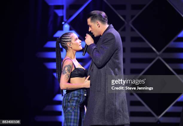 Halsey and G-Eazy perform onstage at WiLD 94.9's FM's Jingle Ball 2017 Presented by Capital One at SAP Center on November 30, 2017 in San Jose,...
