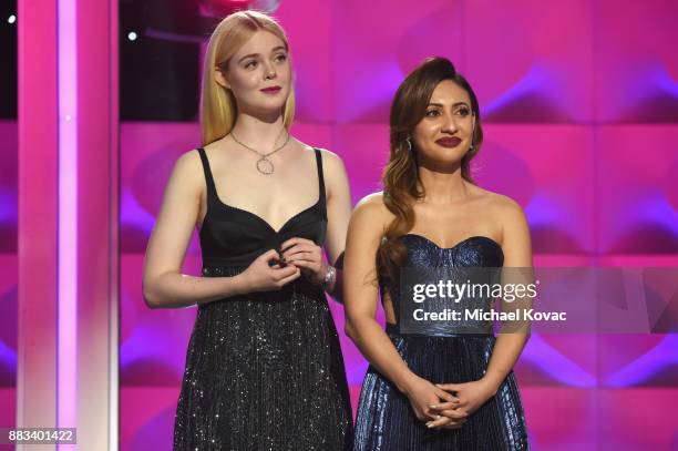 Elle Fanning and Francia Raisa onstage at Billboard Women In Music 2017 at The Ray Dolby Ballroom at Hollywood & Highland Center on November 30, 2017...