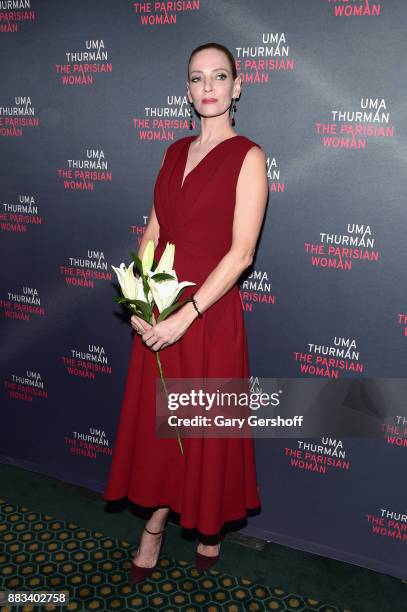Actress Uma Thurman attends "The Parisian Woman" Broadway opening night at Hudson Theatre on November 30, 2017 in New York City.