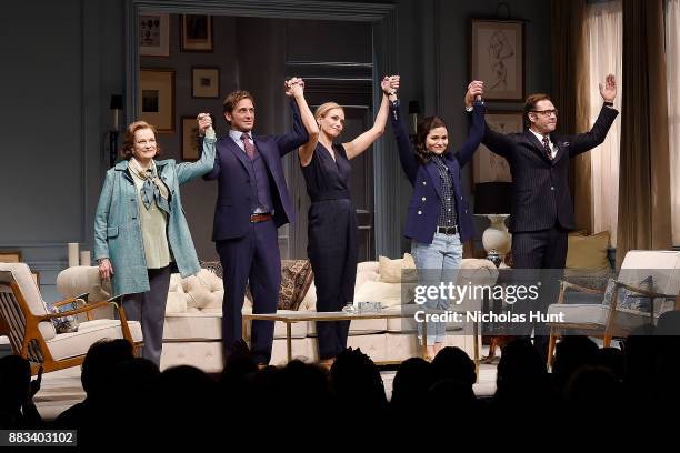 Blair Brown, Josh Lucas, Uma Thurman, Phillipa Soo and Marton Csokas attend the curtain call for "The Parisian Woman" at The Hudson Theatre on...