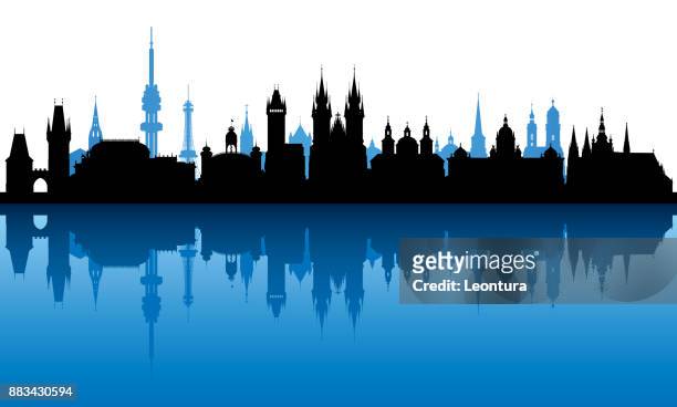 prague (all buildings are moveable and complete) - czech republic skyline stock illustrations