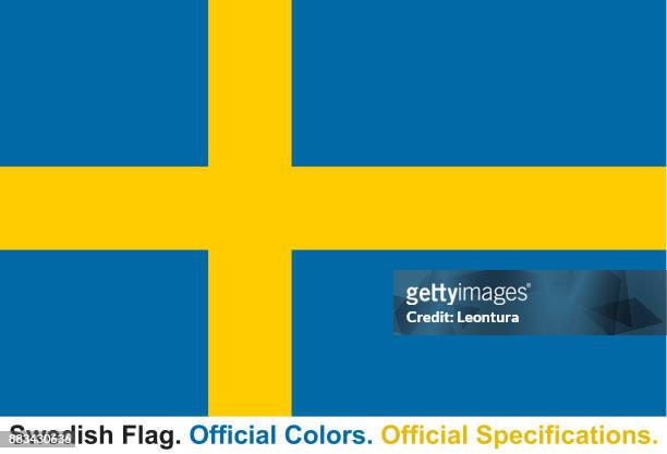 swedish flag (official colors, official specifications) - swedish flag stock illustrations