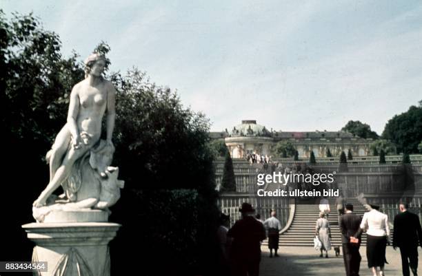 Sanssouci Palace, south facing garden facade and terraces, in Sanssouci Park