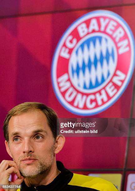 Trainer Thomas Tuchel bei der Pressekonferenz nach dem Fussball Bundesliga Spiel Bayern Muenchen gegen Borussia Dortmund am 8. Spieltag der Saison...