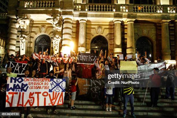 Relatives, settlers and several social movements are protesting in central Sao Paulo, Brazil, on November 30 against the decision of Judge Débora...