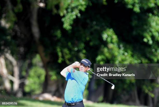 Greg Chalmers of Australia plays a shot on the 17th hole during day two of the Australian PGA Championship at Royal Pines Resort on December 1, 2017...