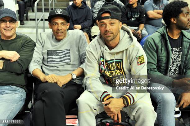 Music producer Chris Ivery and actor Jesse Williams attend a basketball game between the Los Angeles Clippers and the Utah Jazz at Staples Center on...