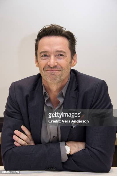 Hugh Jackman at "The Greatest Showman" Press Conference at the Four Seasons Hotel on November 28, 2017 in Beverly Hills, California.