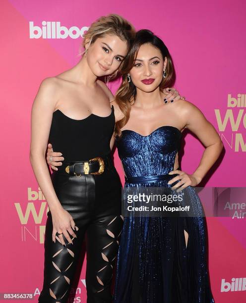 Singer Selena Gomez and actress Francia Raisa attend Billboard Women In Music 2017 at The Ray Dolby Ballroom at Hollywood & Highland Center on...