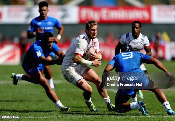 Ben Pinkelman of USA in action during the match between United States and Samoa on Day Two of the Emirates Dubai Rugby Sevens - HSBC Sevens World...