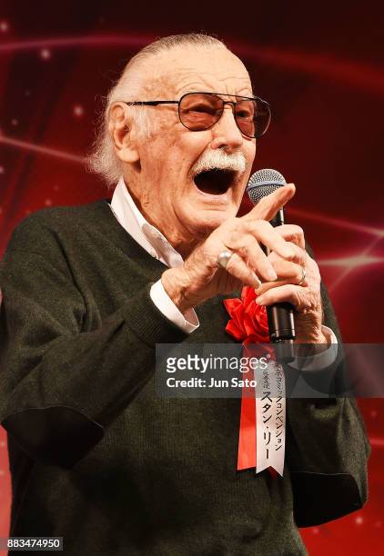 Stan Lee attends the opening day of Tokyo Comic Con at Makuhari Messe on December 1, 2017 in Chiba, Japan.