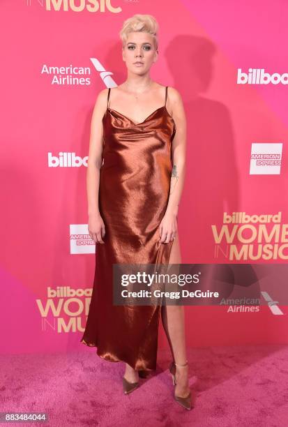 Betty Who arrives at the Billboard Women In Music 2017 at The Ray Dolby Ballroom at Hollywood & Highland Center on November 30, 2017 in Hollywood,...