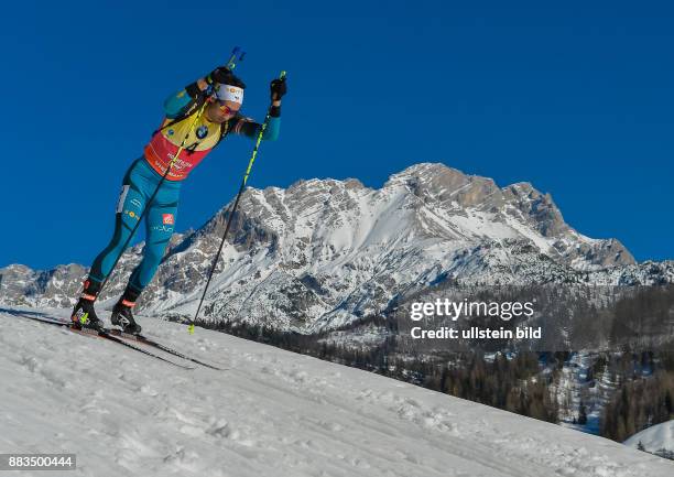 Martin Fourcade beim Laufen waehrend dem 20km Einzelrennen der Herren bei der IBU Biathlon Weltmeisterschaft am 16. Februar 2017 in Hochfilzen .