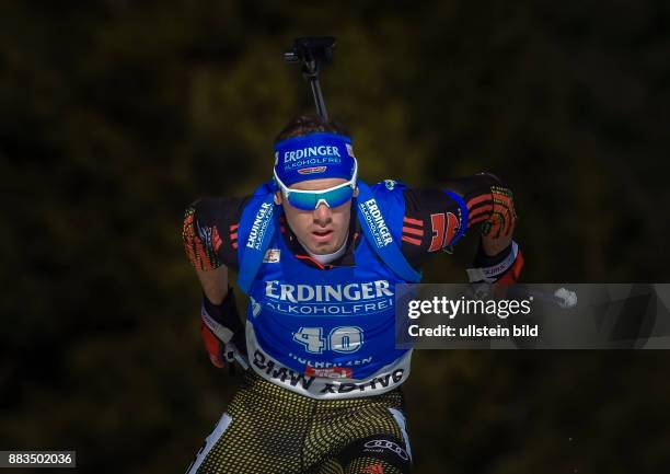 Simon Schmepp beim Laufen waehrend dem 20km Einzelrennen der Herren bei der IBU Biathlon Weltmeisterschaft am 16. Februar 2017 in Hochfilzen .