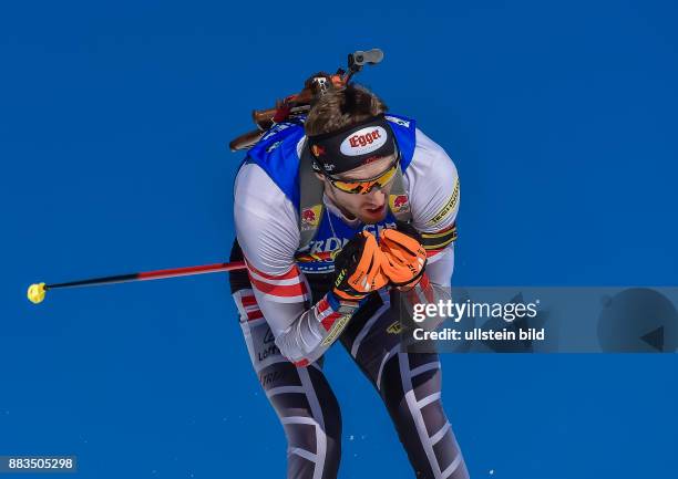 Dominik Landertinger beim Laufen waehrend dem 20km Einzelrennen der Herren bei der IBU Biathlon Weltmeisterschaft am 16. Februar 2017 in Hochfilzen .