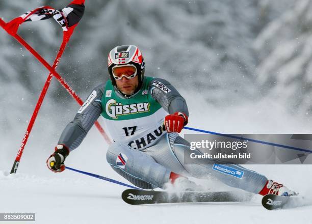 Sportler, Ski Alpin, Norwegen in Aktion beim Riesenslalom