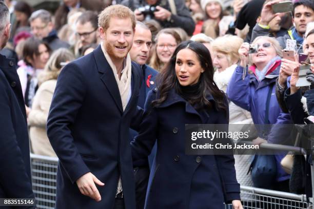 Prince Harry and fiancee Meghan Markle attend the Terrance Higgins Trust World AIDS Day charity fair at Nottingham Contemporary on December 1, 2017...