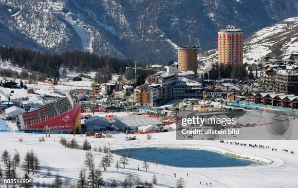 Olympische Winterspiele 2006 Turin Uebersicht Sestriere, Olympischer Dorf und Zielraum Slalom/Riesenslalom