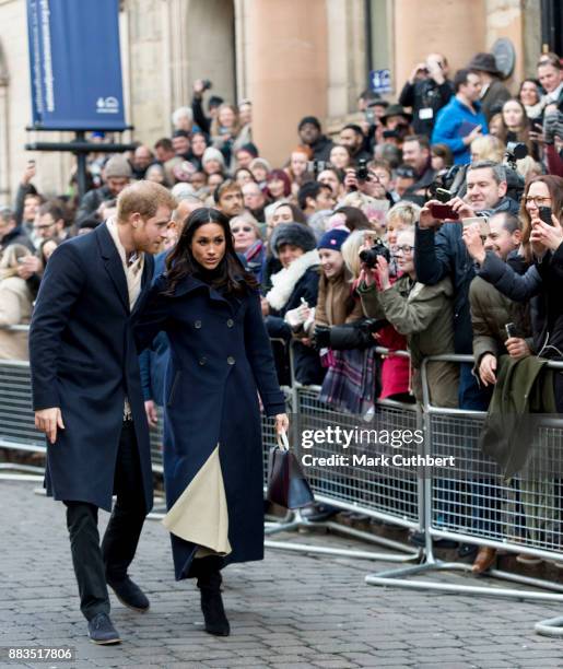 Prince Harry and Meghan Markle visit the Nottingham Contemporary on December 1, 2017 in Nottingham, England. Prince Harry and Meghan Markle announced...