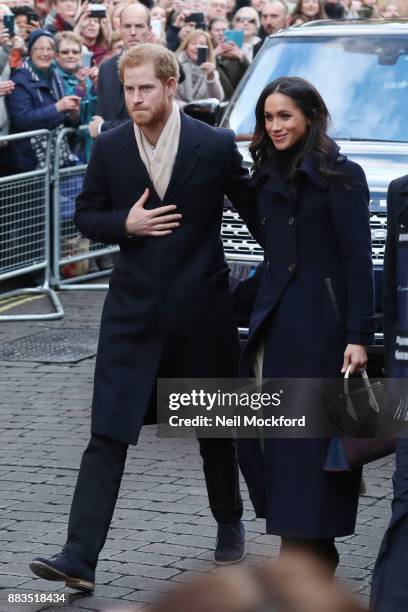 Prince Harry and Meghan Markle visit Nottingham Contemporary on December 1, 2017 in Nottingham, England. Prince Harry and Meghan Markle announced...