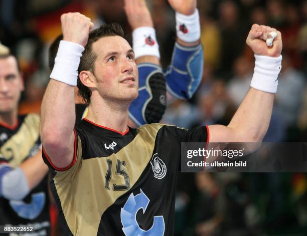 Handball Weltmeisterschaft 2007: Hauptrunde, Slowenien 35, Halle / Westfalen: Torsten JANSEN jubelt