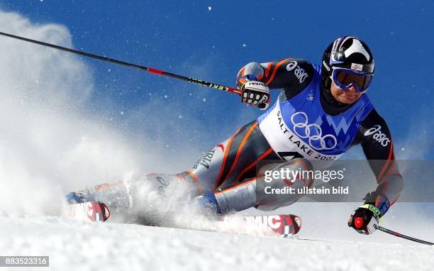 Riesenslalom Herren: Olympiasieger Stephan Eberharter, Österreich, in Aktion