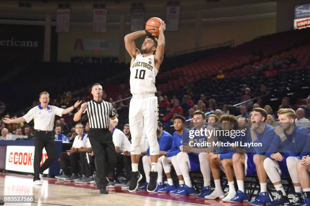 Mitchell Wilbekin of the Wake Forest Demon Deacons takes a jump shot during the quarterfinals of the Paradise Jam college basketball tournament...