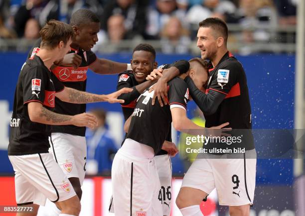 Hamburger SV - VfB Stuttgart Jubel nach dem 0:1: Martin Harnik, Antonio Rüdiger, Ibrahima Traore, Alexandru Maxim und Vedad Ibisevic