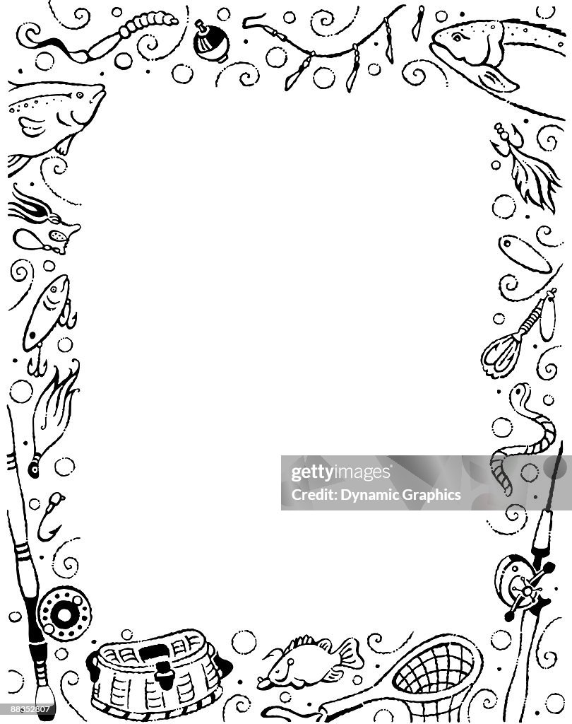 Fish Boparder Border Fishing Gear And Fish High-Res Vector Graphic - Getty Images