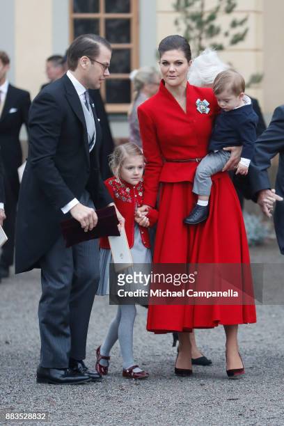 Prince Daniel, Duke of Vastergotland, Princess Estelle, Duchess of Ostergotland, Victoria, Crown Princess of Sweden and Prince Oscar, Duke of Skane...