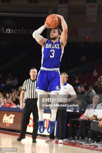 Graham Woodward of the Drake Bulldogs takes a jump shot during the quarterfinals of the Paradise Jam college basketball tournament against the Wake...