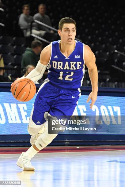 Reed Timmer of the Drake Bulldogs dribbles the ball during the quarterfinals of the Paradise Jam college basketball tournament against the Wake...