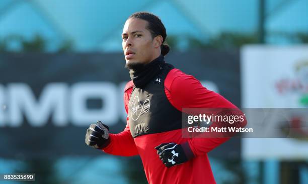 Virgil Van Dijk during a Southampton FC training session at the Staplewood Campus on December 1, 2017 in Southampton, England.