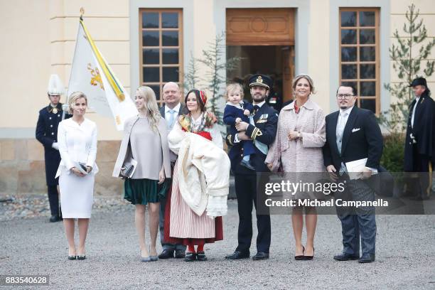 Carolina Pihl, Sara Hellqvist, Thomas de Toledo Sommerlath, Prince Gabriel of Sweden, Duke of Dalarna held by Princess Sofia of Sweden and Prince...