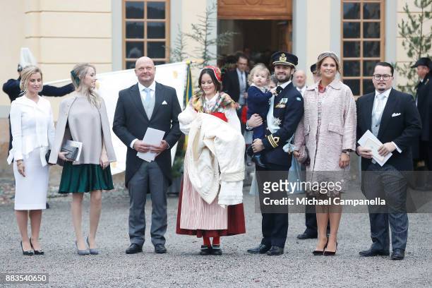 Carolina Pihl, Sara Hellqvist, Thomas de Toledo Sommerlath, Prince Gabriel of Sweden, Duke of Dalarna held by Princess Sofia of Sweden and Prince...